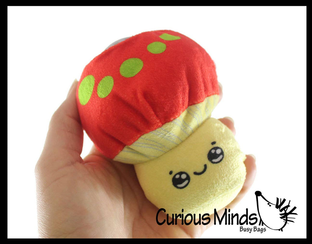 1 Plush Mushroom Water Bead Filled Squeeze Stress Balls - Se