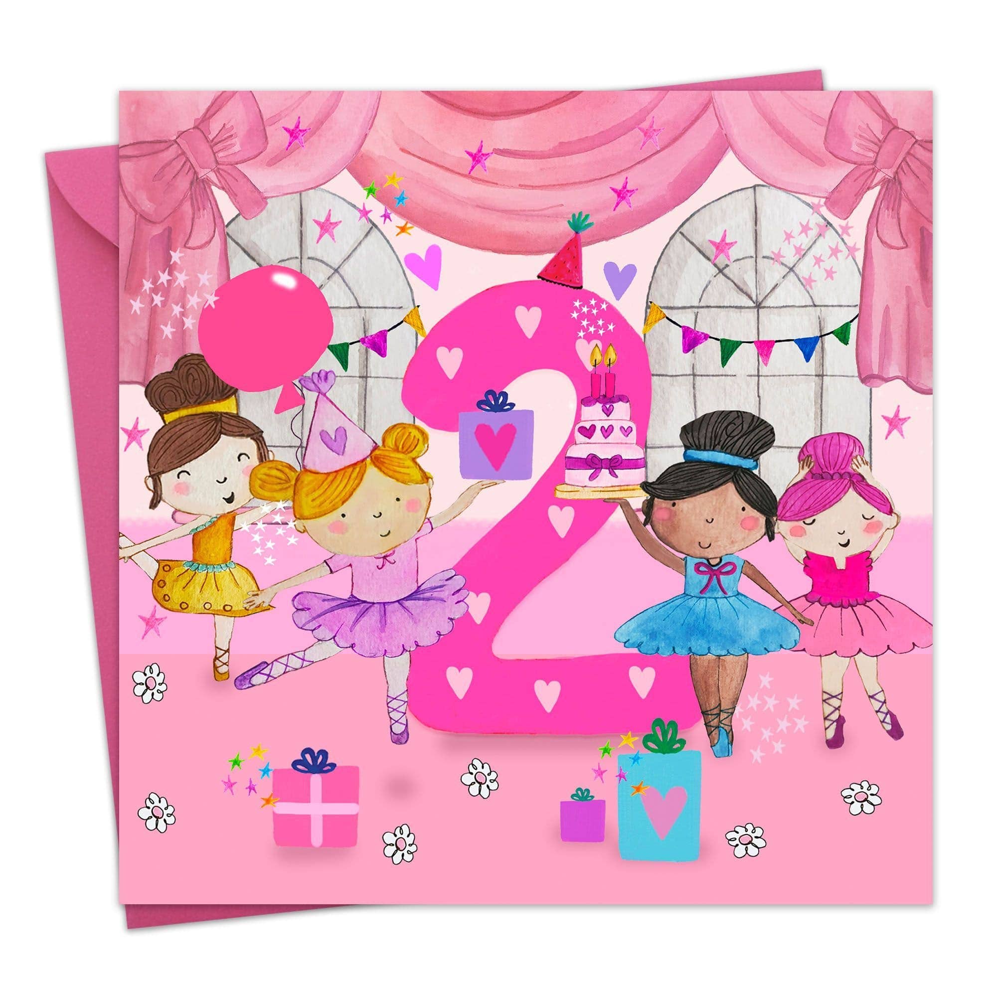 Twizler Ltd - Age 2 Girls Birthday Card - 2nd - Ballerina