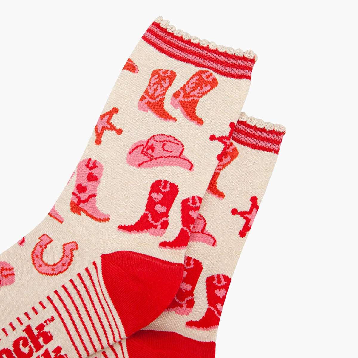Sock Talk - Wild West Cowboy Boots Bamboo Socks in Cream: UK 3-7 | EU 36-40 | US 5-9