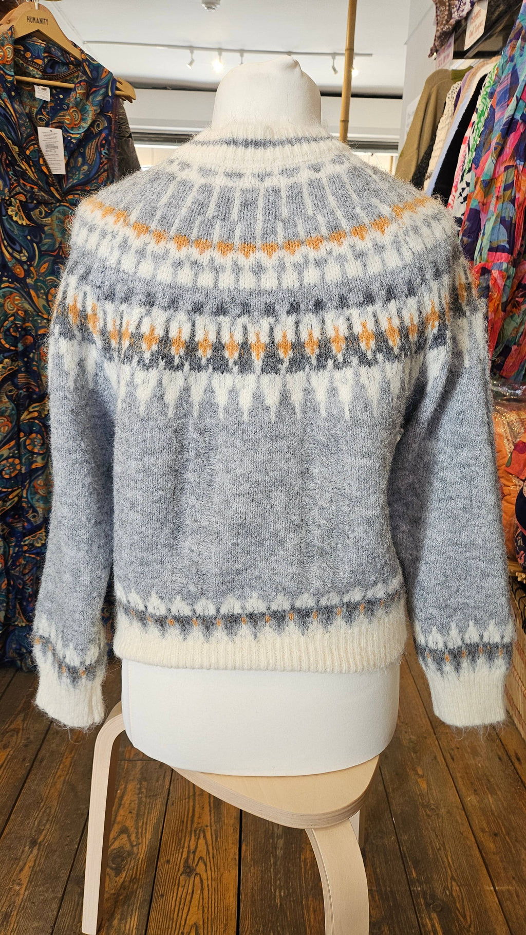 Artisans of Humanity - Cashmere Blend Fair Isle Button-Up Cardigan | Light Blue