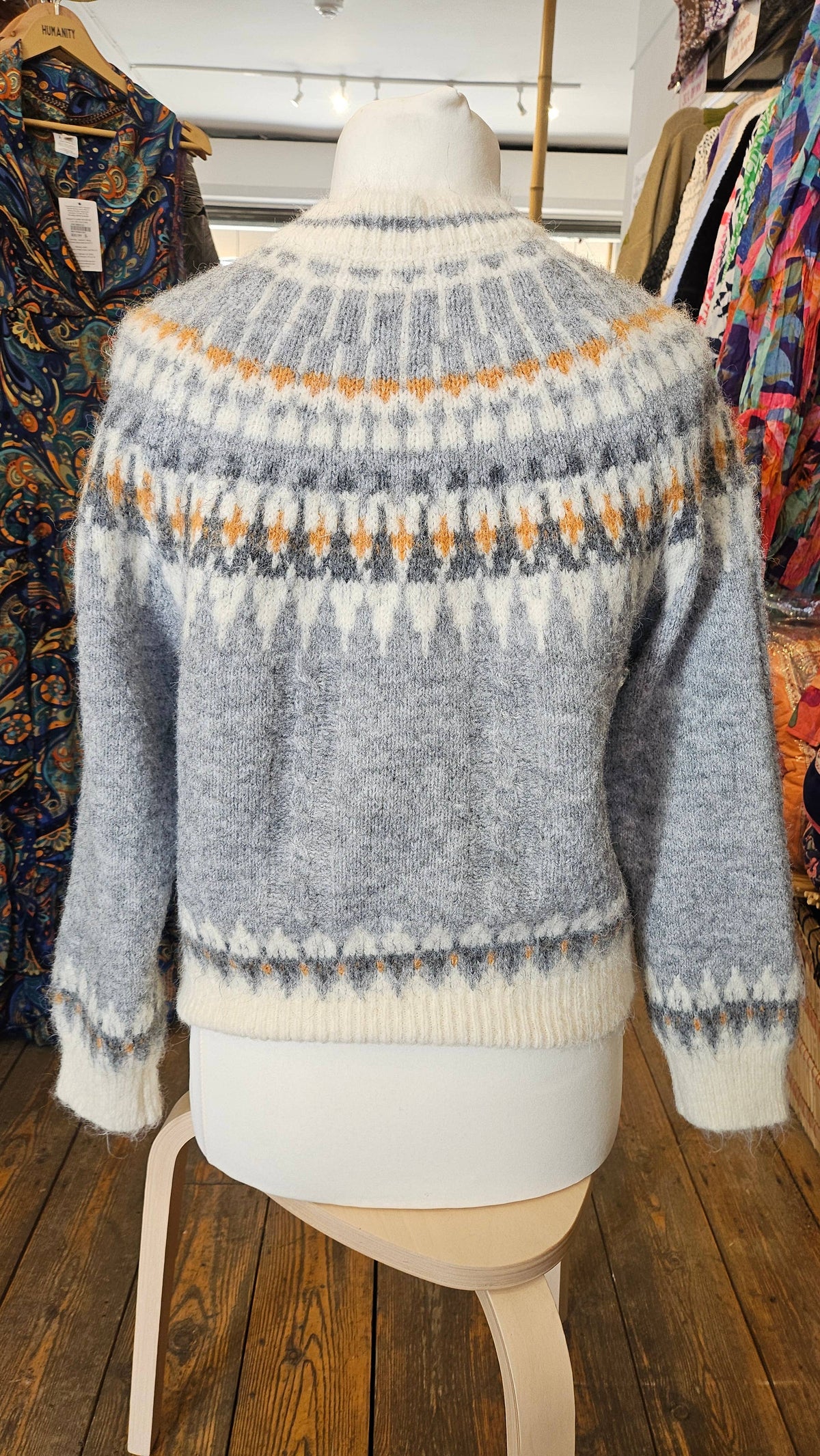 Artisans of Humanity - Cashmere Blend Fair Isle Button-Up Cardigan | Light Blue