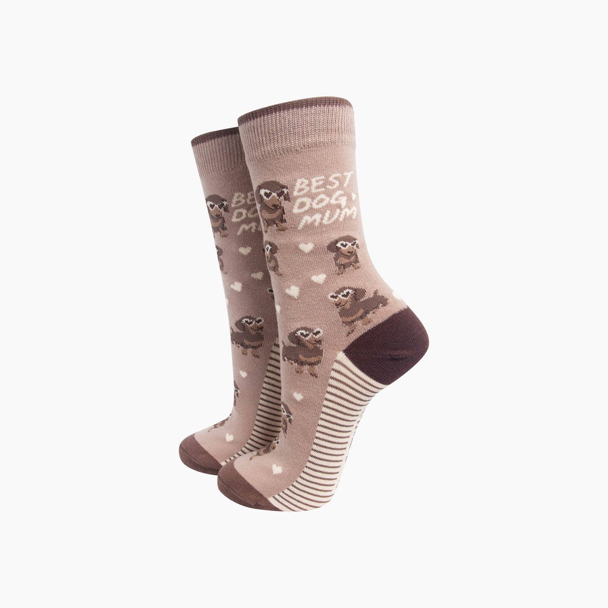 Sock Talk - Best Dog Mum Combed Cotton Socks in Beige: UK 3-7 | EU 36-40 | US 5-9