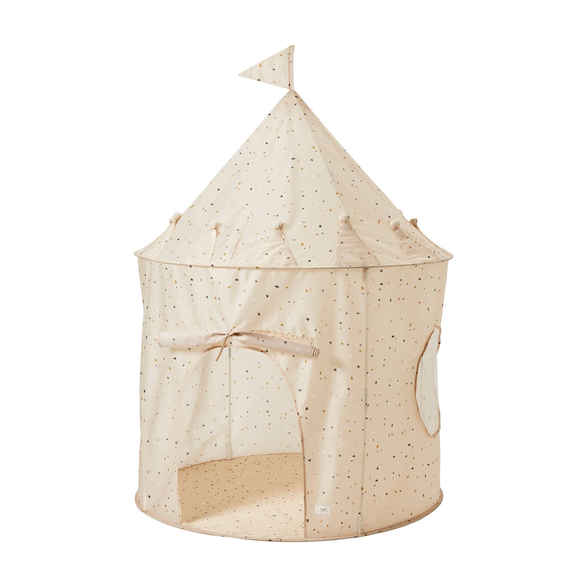 Kids Play Tent Castle with Recycled Fabric - Prints: Gingham Beige