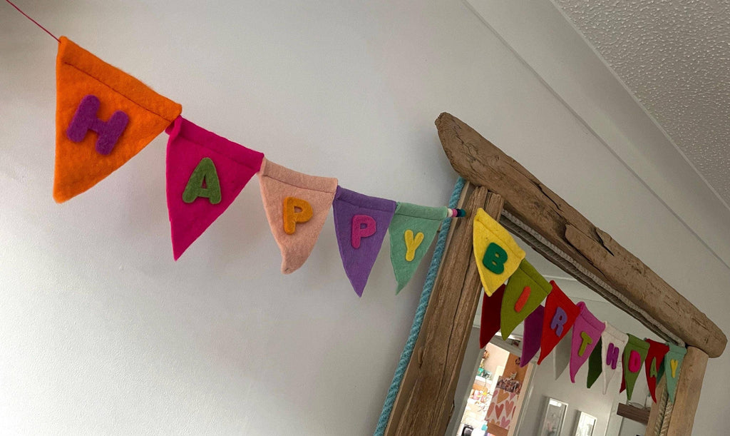 Handmade Felt Happy Birthday Reusable Party Garland