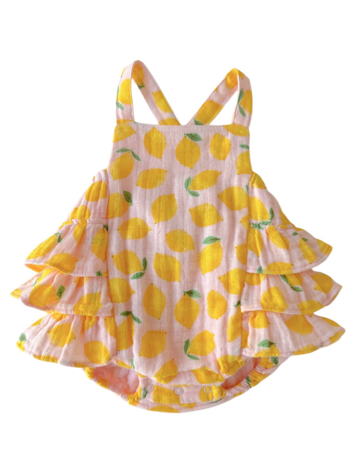 Lemon Sorbet / Muslin Ruffle Sunsuit: 3-6M