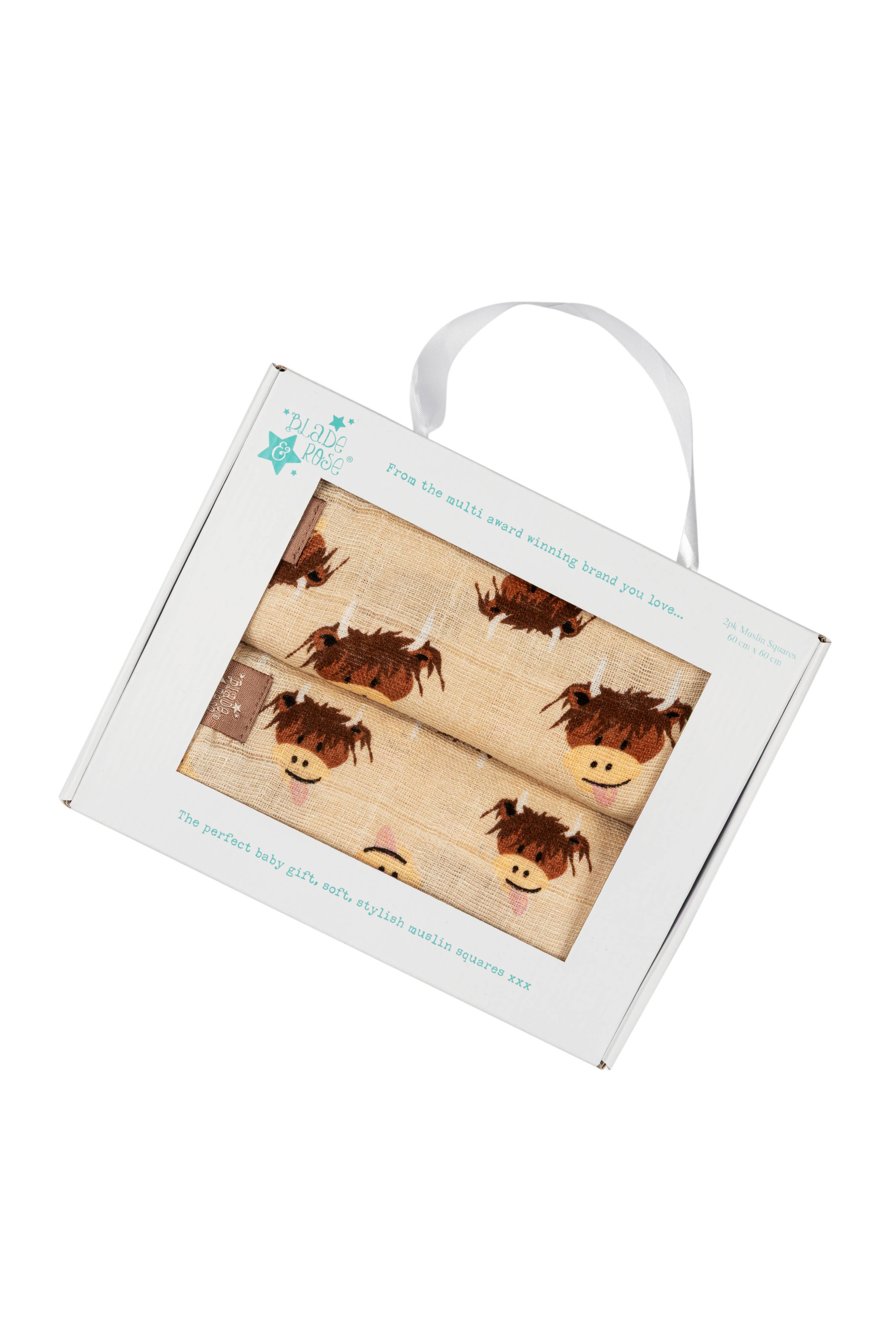Blade and Rose Limited - Neutral Highland Cow Muslin Sqaures: One Size / Muslin Squares Box