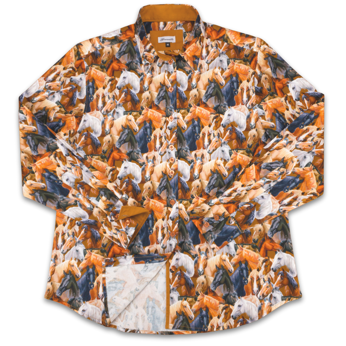 Salamander Shirts Ltd - Grenouille Ladies Beige & Brown Horse Print Shirt: M