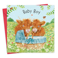 Twizler Ltd - New Baby Boy Card - Highland Cow