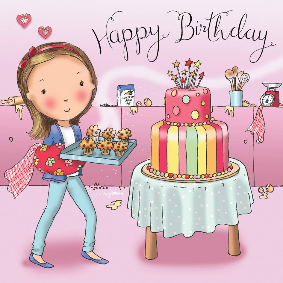 Twizler Ltd - Cakes Happy Birthday Card - Girls Birthday Card