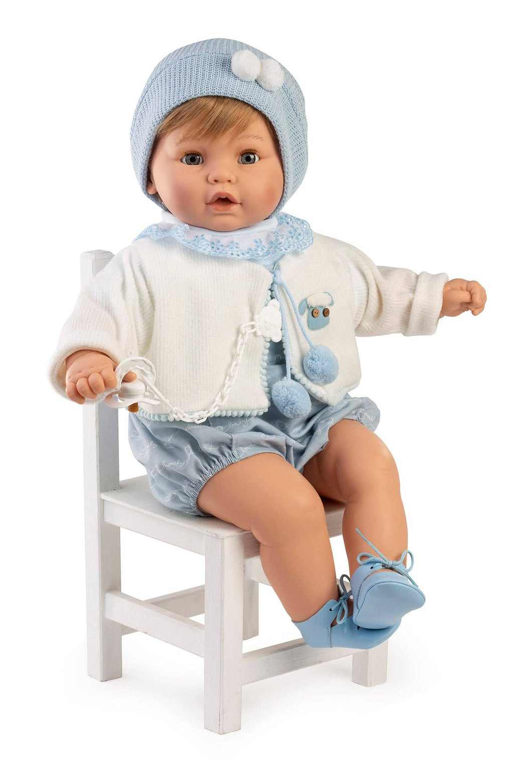 Baby Dulzón white jacket with pompoms, 62 cm