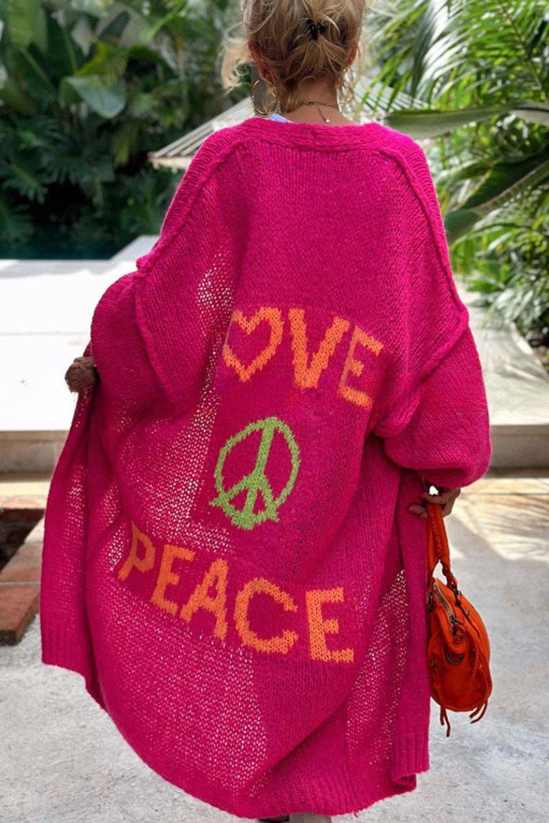 Mccolin - Love & Peace Graphic Cardigan: WHITE / SM
