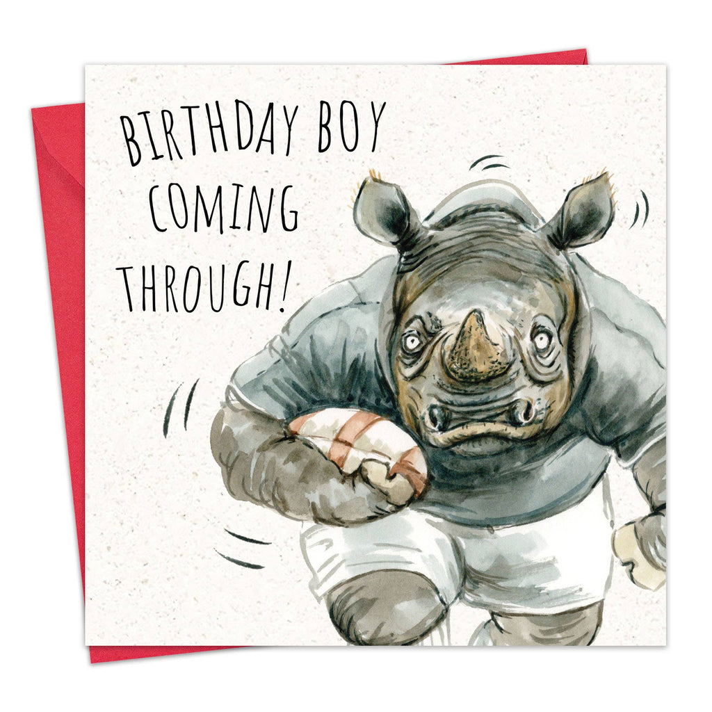 Twizler Ltd - Funny Birthday Card - Rugby Rhino
