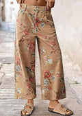 Rosa Clothing - Women Vintage Floral Print Wide Leg Jeans Boho Street Wear: Coffee / XXL