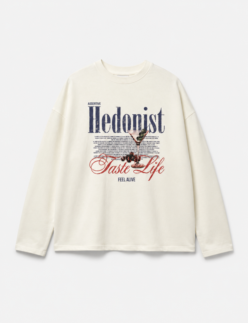 Sweetkama - Ladies Casual Graphic Print Long Sleeves T-Shirt: Off White / L