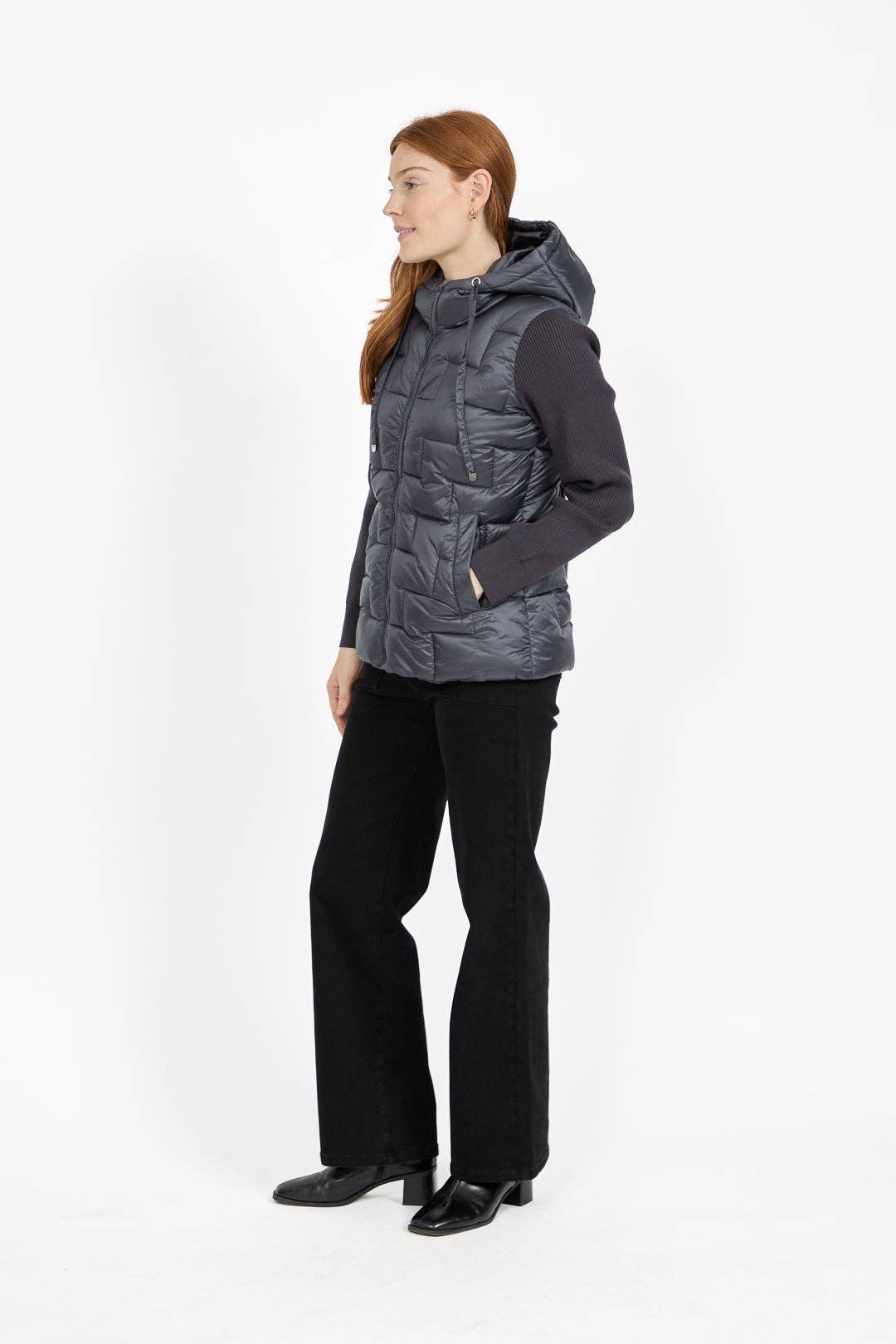 Mudflower - Padded Hooded Jacket with Ribbed Sleeves - PACK OF 8: Navy / 14
