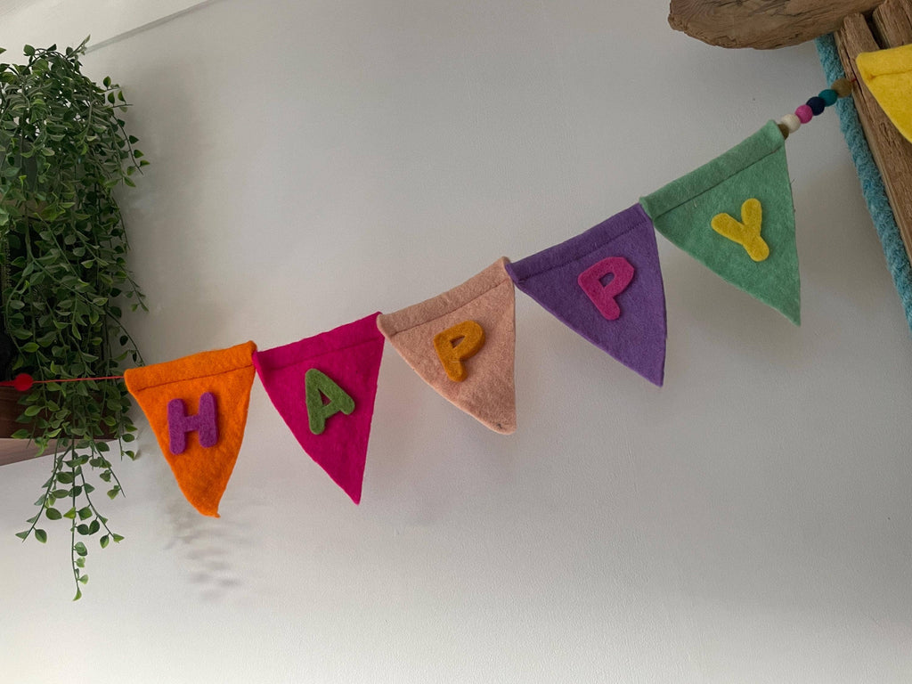 Handmade Felt Happy Birthday Reusable Party Garland