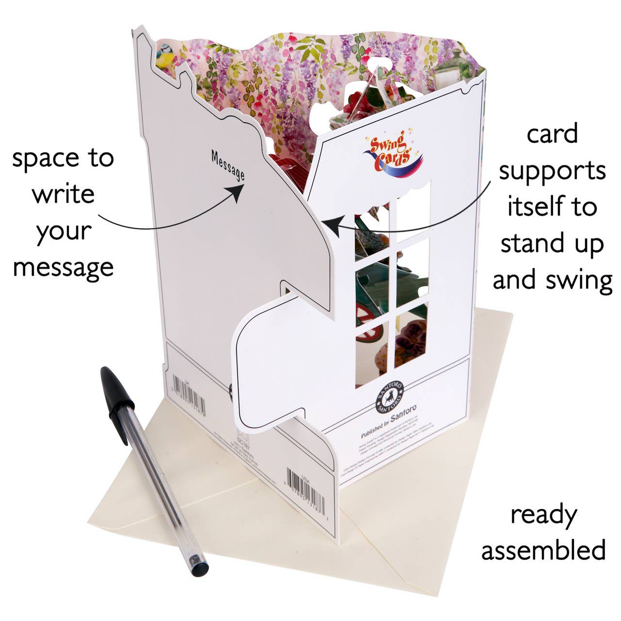Santoro London - Swing Cards - Florist And Flower Cart
