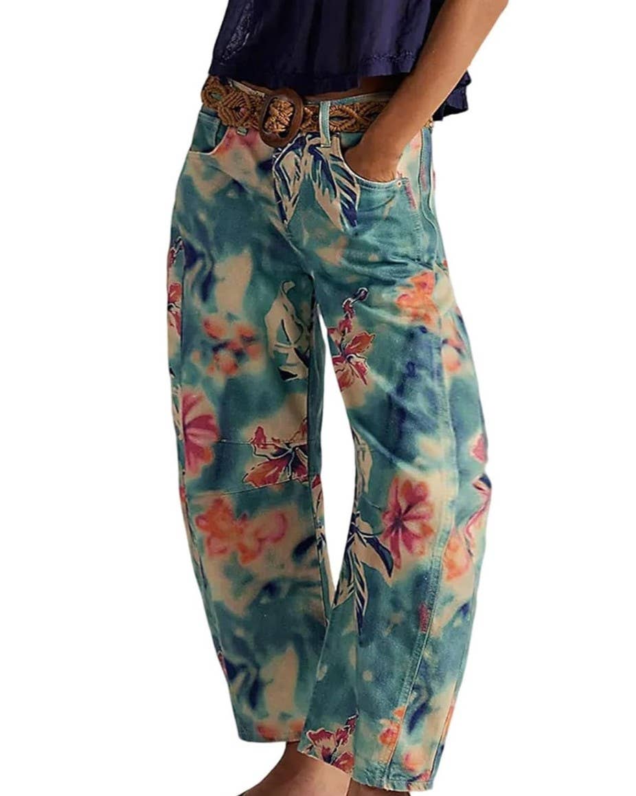 Rosa Clothing - Y2k Western Vintage Paisley Printed Jeans: Cowboy / XL