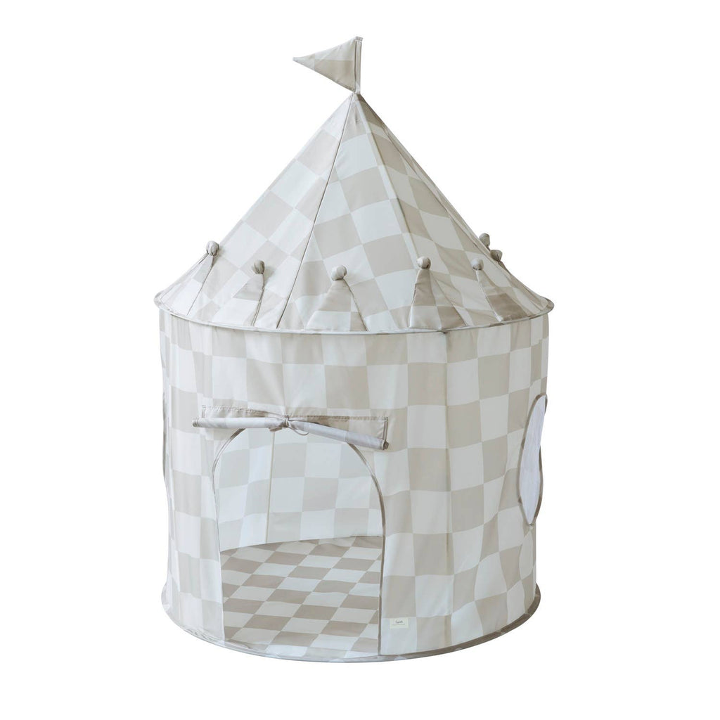 Kids Play Tent Castle with Recycled Fabric - Prints: Gingham Blue