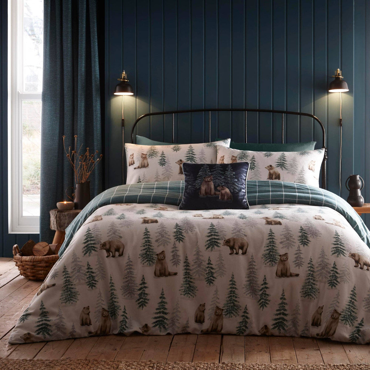 UW Home - Bear Walks Duvet Cover Set by D & D in Natural: Double